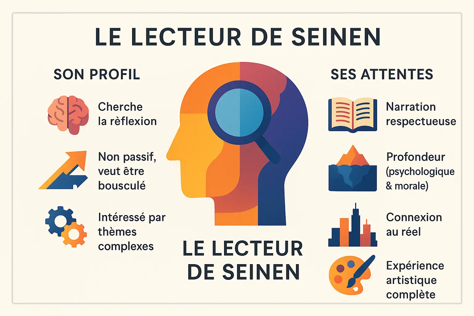 Portrait d'un lecteur de manga seinen absorbé par sa lecture